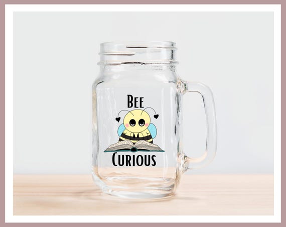 Bee Curious Glass Jar Mug
