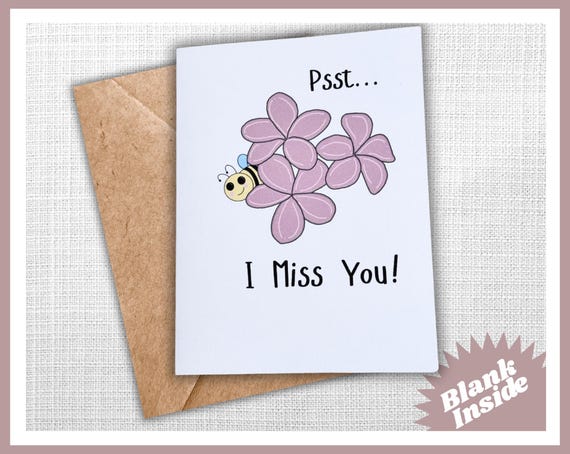 I Miss You Greeting Card - Blank Inside