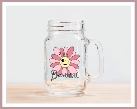 Bee-utiful Glass Jar Mug