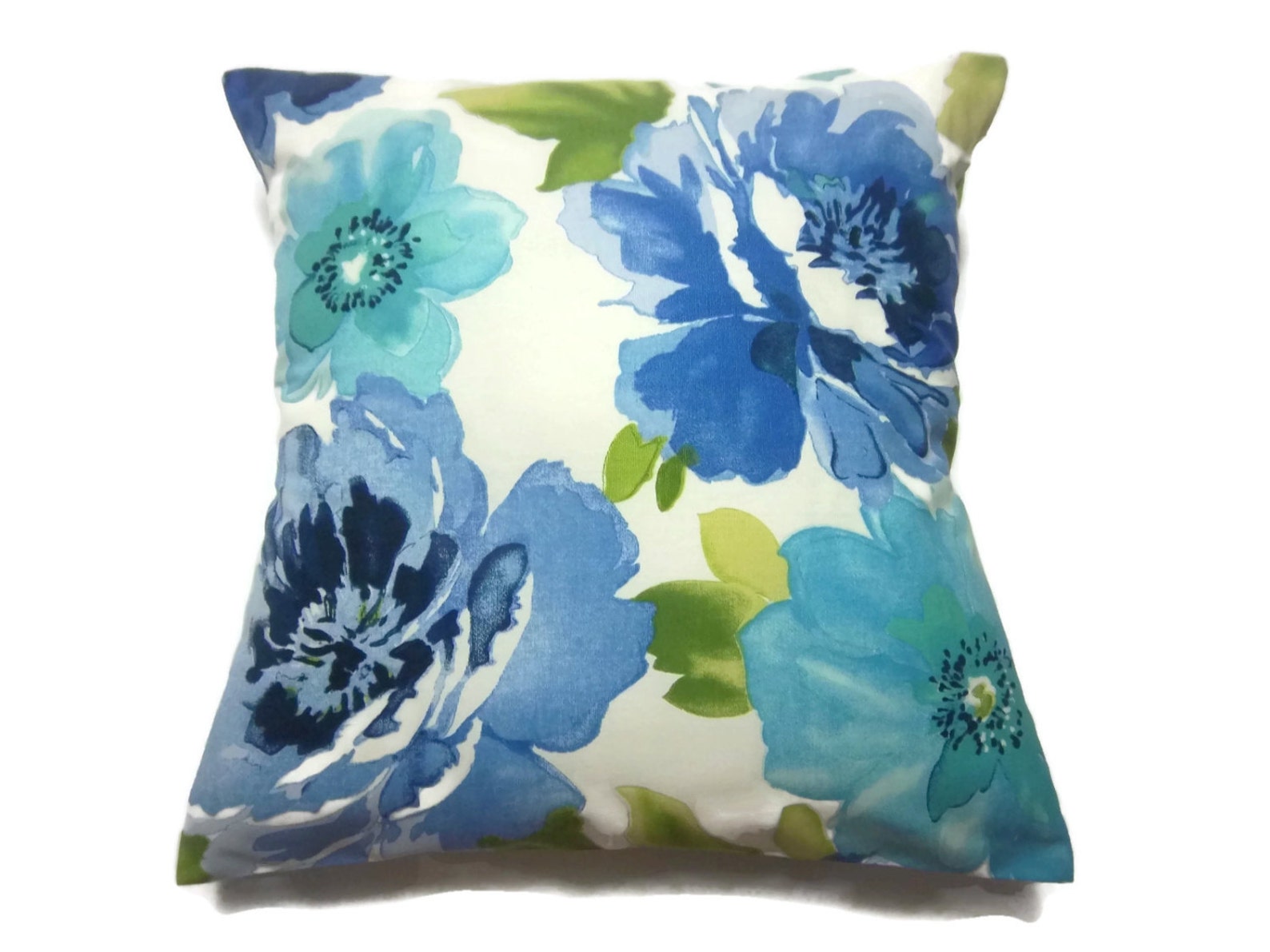 Decorative Pillow Cover Bold Floral Design Blue Turquoise Etsy