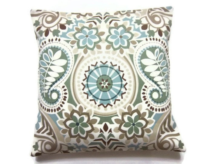Decorative Pillow Cover Blue Sage Green Taupe Brown Handmade Etsy