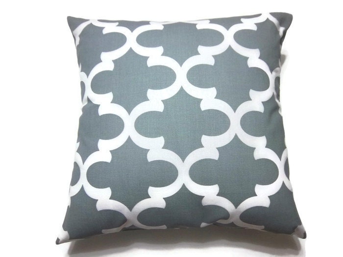 Decorative Pillow Cover Gray White Damask Design Toss Throw Etsy