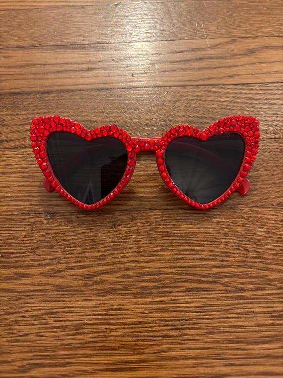 Red Rhinestone Cat-Eye Sunglasses HOLLYWOOD Fashion Cat Eye Sunglasses / Shades / Sunnies w  main image 4