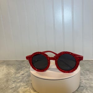 Rote runde Strass Kinder-Sonnenbrille
