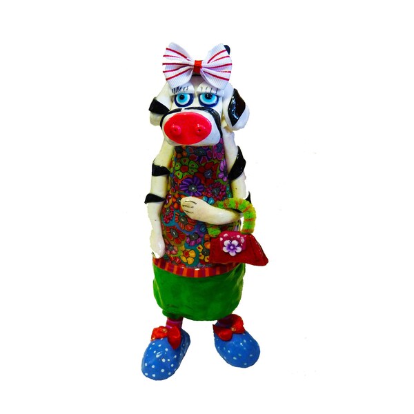Colorful Handmade Cow Sculpture, Pop Art Cow