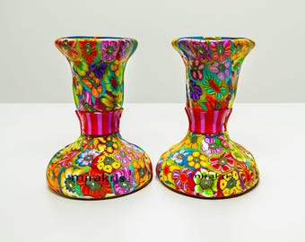 Metal Shabbat Candlesticks - Compact Travel Candle Holders