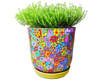 Handgemaakte keramische decoratieve bloempot van 5 inch, opvallende plantenbak