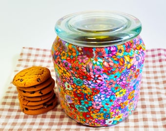 Handmade office candy jar with Lid, colorful canisters