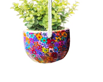Handmade drainage planter, potted succulent, colorful planter