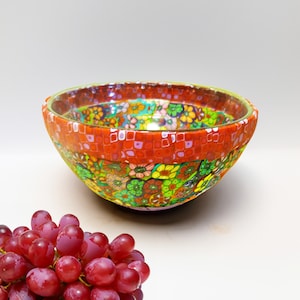 Cuenco de vidrio hecho a mano: plato colorido para dulces, cereales o ensaladas / Utensilios de cocina artesanales