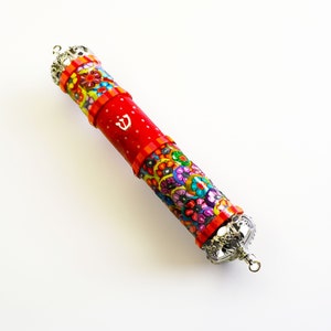 Colorful Mezuzah Case, Bat Mitzvah gift, Jewish wall Art, Jewish Wedding gift