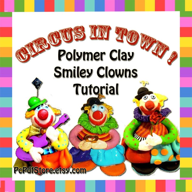 Clown Sculpture Craft Tutorial: Polymer Clay DIY (Printable PDF) image 1