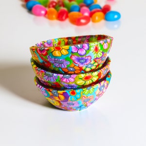 Handmade Small Glass Bowls: Colorful glass and Polymer Clay Dish Set