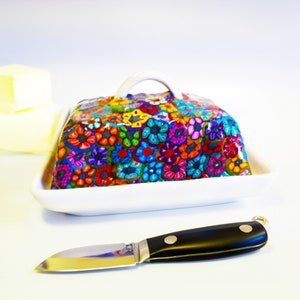 colorful butter dish with lid , Ceramic Butter Dishes, handmade butter keeper