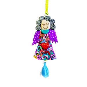 Beautiful Angel Figurine – Colorful guardian Angel Gift with Wings – Xmas Ornament, Wall Art or Baby Girl Room Decor – Christmas Gift Idea