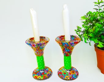 Pair of Candlesticks, Bat Mitzvah Gift, Jewish Wedding Gift, Tea Light Candle, Shabbat Candlesticks