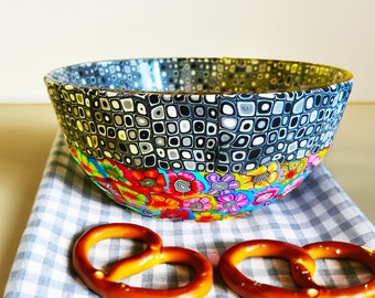 Colorful and Unique Breakfast Cereal Bowl, Handmade Snack Bowl, Glass Salad Bowl