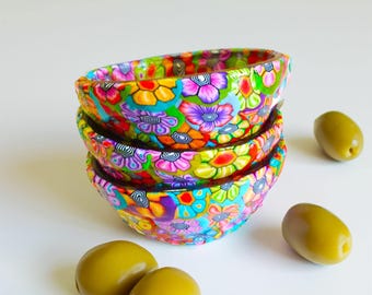 Colorful Glasss sauce dishes - Set of 3 small bowls