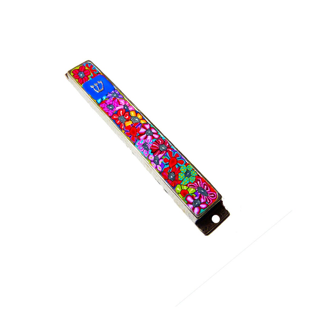 Colorful Metal and Polymer Clay Mezuzah Case Jewish Wedding Etsy