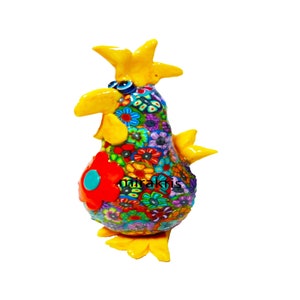 Colorful And Unique Polymer Clay Chicken Art , Chicken Sculpture, Chicken Ornament image 5
