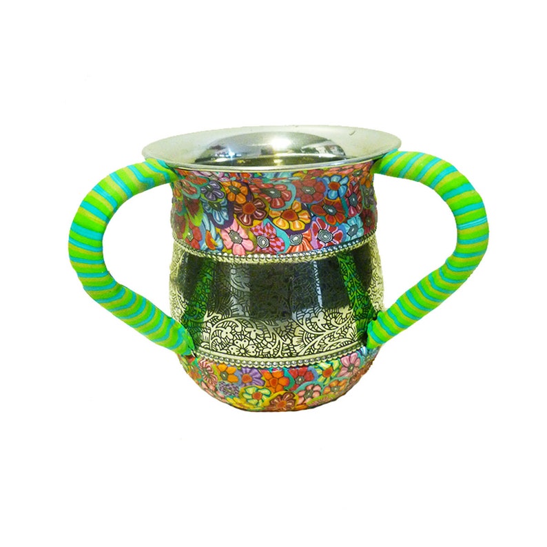 Colorful Modern Judaica Handmade Metal Washing Cup, Passover Gift image 5