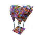Art Animal Sculpture-Metal bear Sculpture-Handmade- Polymer Clay- made in Israel