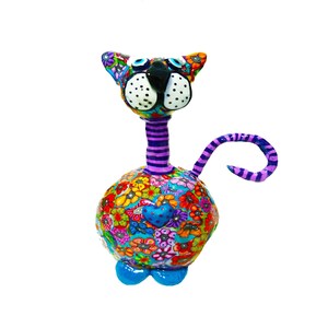 Handmade Cat Decor: Whimsical animal art figurine image 4
