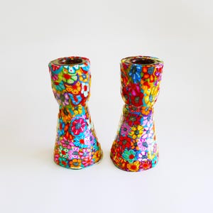 Handmade Glass Shabbat Candlesticks: Modern Judaica Gift, Bat Mitzvah