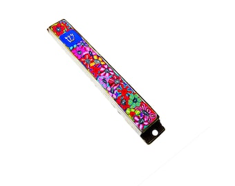 Handgemachte florale Mezuzah-Tasche - Modernes Jehudaica Geschenk für Zuhause, Hochzeit oder Einweihungsparty