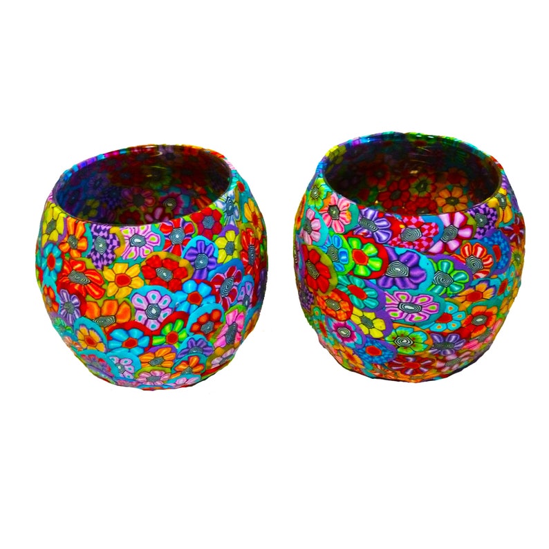 Colorful Flowery Shabbat Candle Holder