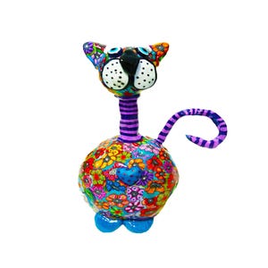 Handmade Cat Decor: Whimsical animal art figurine image 3