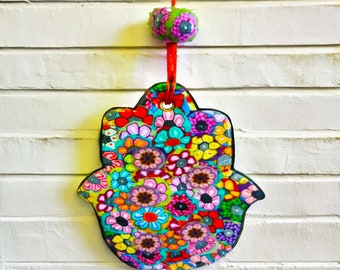 Colorful Hamsa Hand Wall Hanging, Evil eye Wall Decor, Evil Eye Home Decor