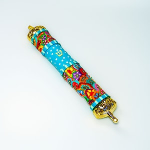 Colorful and Unique Metal and Polymer Clay Modern Mezuzah Case, scroll case, jewish wall art