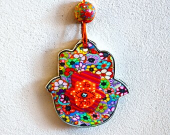 Colorful Hamsa Wall Hanging, Modern Judaica Hamsa Wall Art, Passover Gift