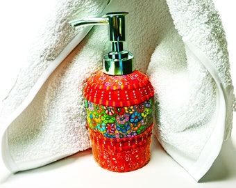 Colorful Glass Soap Dispenser – Decorative Bathroom Soap Pump and Holder