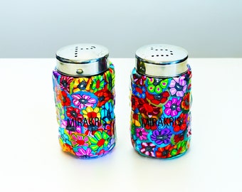 Glass and Polymer Clay Salt And Pepper Shakers, hostess gift ideas