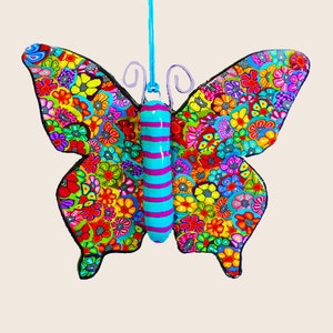Colorful Butterfly Wall Art – Handmade Iridescent Butterfly Decoration for Kids Room, Girly Decor, Playful Nursery Accent