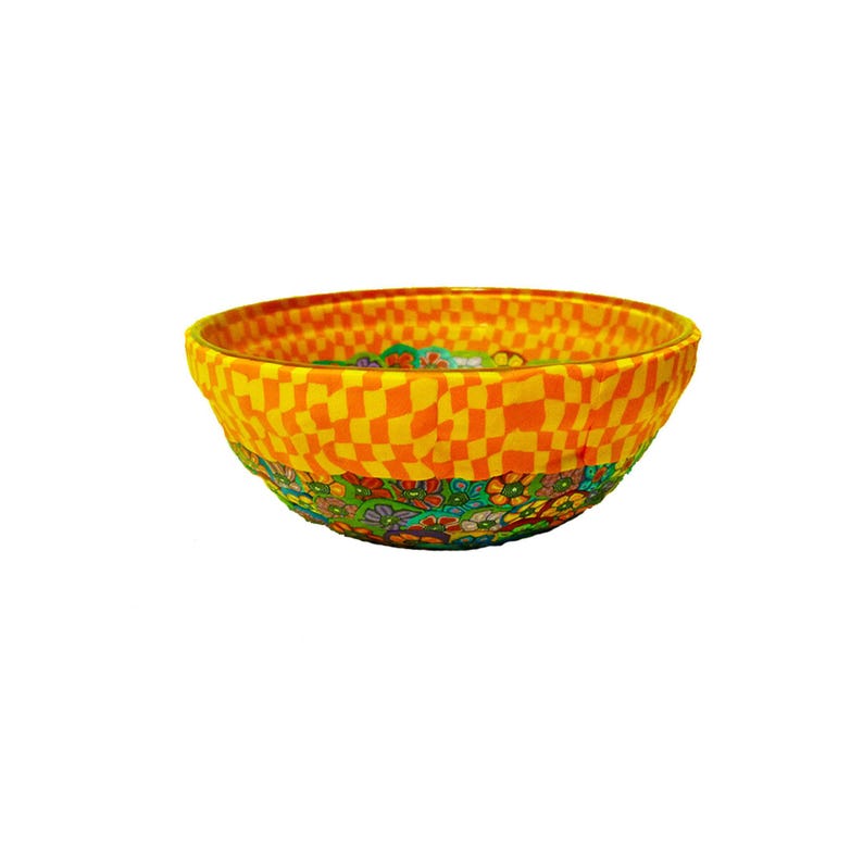 Bol de cristal colorido para aperitivos: Naranja hecho a mano con flores de arcilla polimérica imagen 5