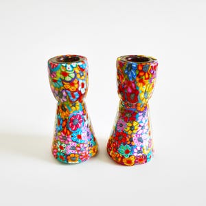 Pair Of Shabbat Candlesticks, Colorful Candle holder, Shabbat Set, Bat Mitzvah Gift