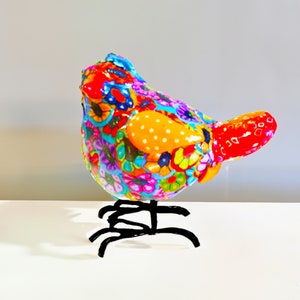 Colorful Bird Sculpture – Whimsical Small Bird Figurine and Pop Art Decor Gift