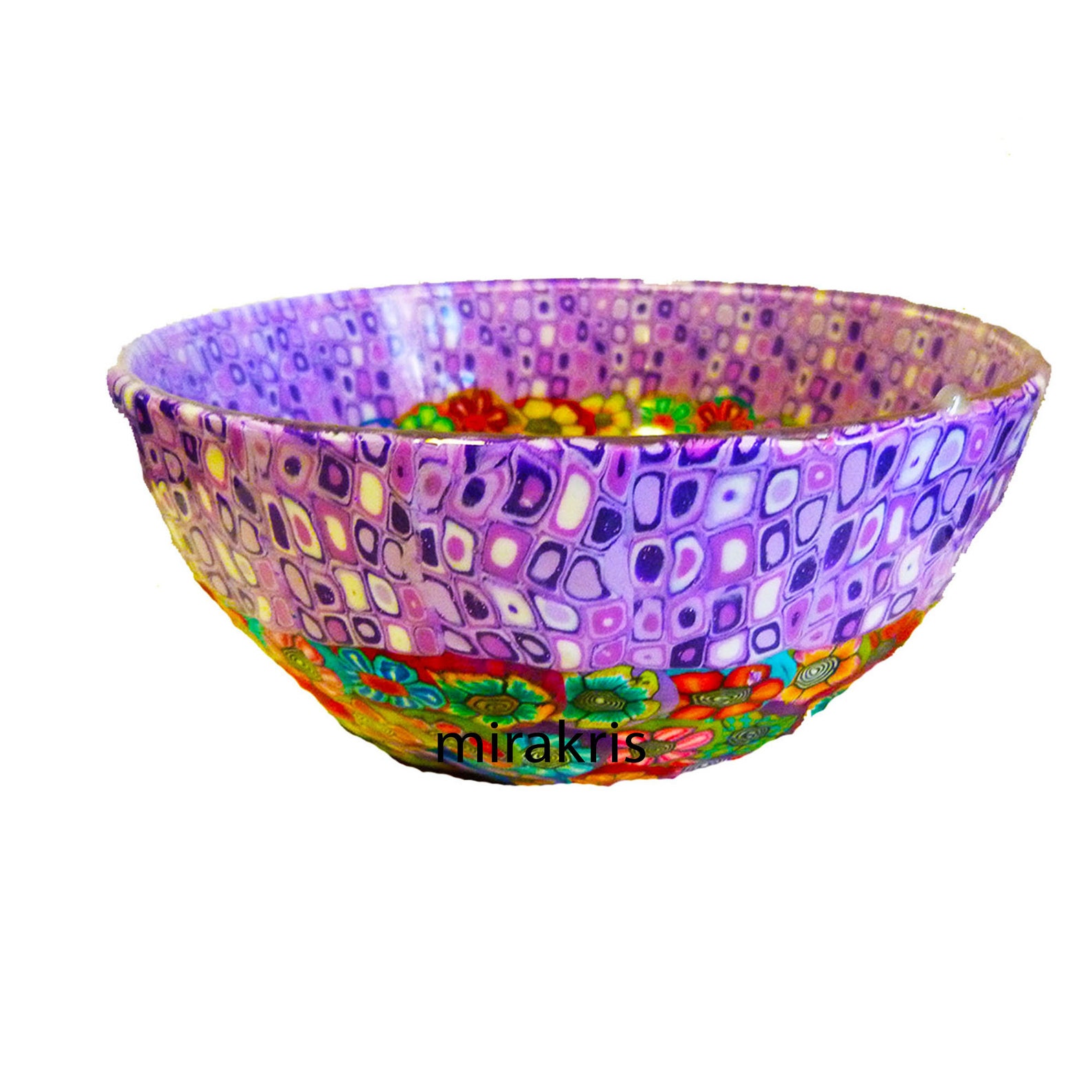 Purple Modern Glass Serving Bowl Handmade Mixing Bowl Etsy