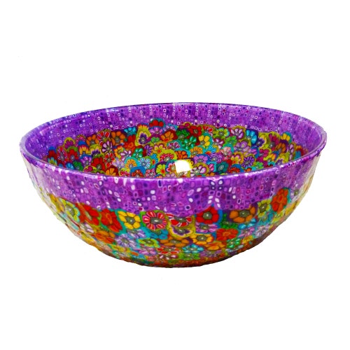 Colorful and Unique Large Glass Salad Bowl Big Centerpiece Etsy