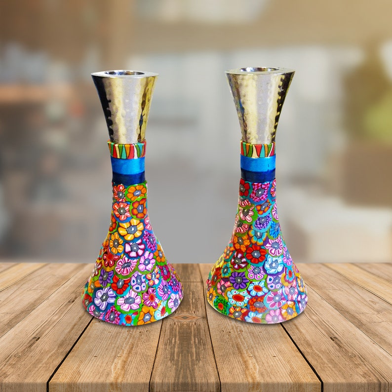 Tall Shabbat Candlestick Holder Bat Mitzvah Gift Jewish Etsy