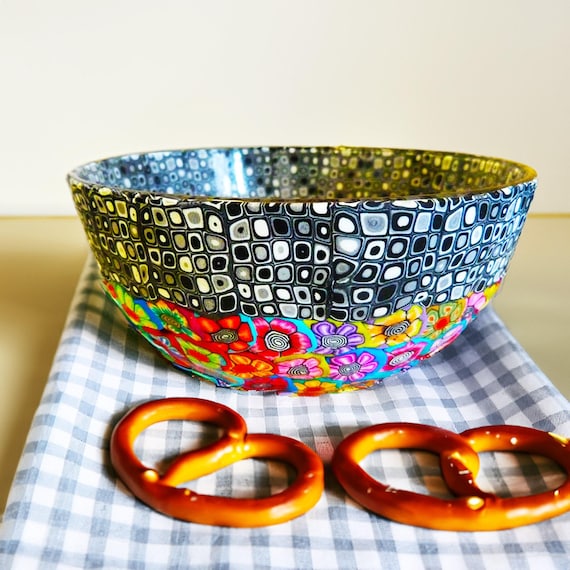 Ausgefallene Müslischale, individuell gestaltete Frühstücksschale aus Glas mit handgefertigtem Blumendekor, 14 cm (5,5 Zoll)