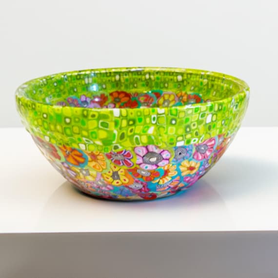 Bunte Glas Servierschale - Handgemachte Salatschüssel, Snack oder Display Schalen, moderne Tischdekoration