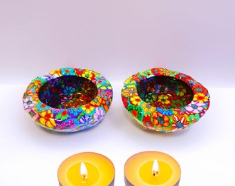 Shabbat Candlesticks: Polymer Clay Tea Light Holder, Bat Mitzvah Gift