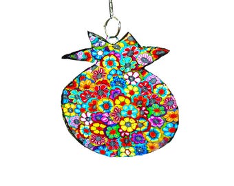Granatapfel Wandkunst - handgemachtes jüdisches Dekor für Küche oder Wohnzimmer