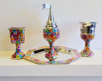 Modern Havdalah Set,  Judaica Gift Set, Jewish Wedding Gift, Bar Mitzvah Gift