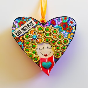 Herz Wandbehang: Polymer Clay Mama Geschenk
