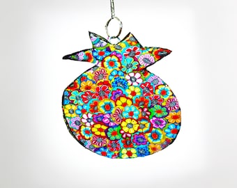 Colorful and Unique Wall Hanging, Pomegranate Jewish wall art, Judaica Wall Art, Rosh Hashanah gift